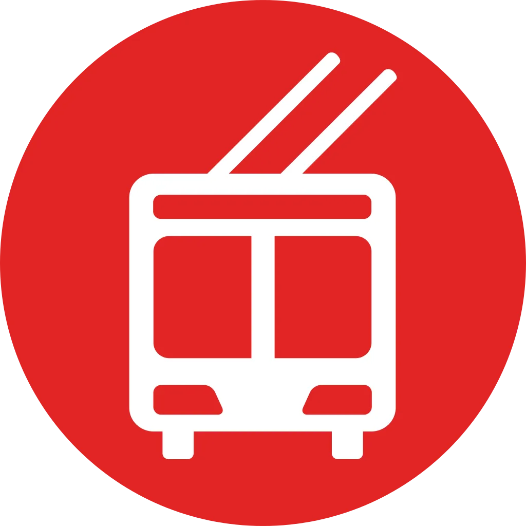 trolleybus round icon, circular badge, free download png